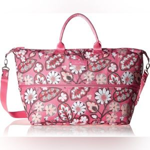 Vera Bradley Pink Floral Weekender Travel Bag